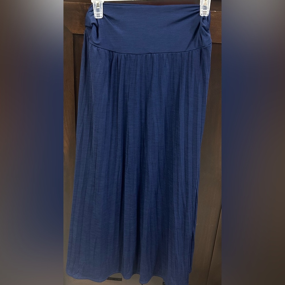 Sunny Leigh Wide Waistband Pleated Skirt Navy Blue Sz S